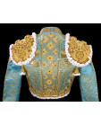 Vestido de torear azul celeste  y oro